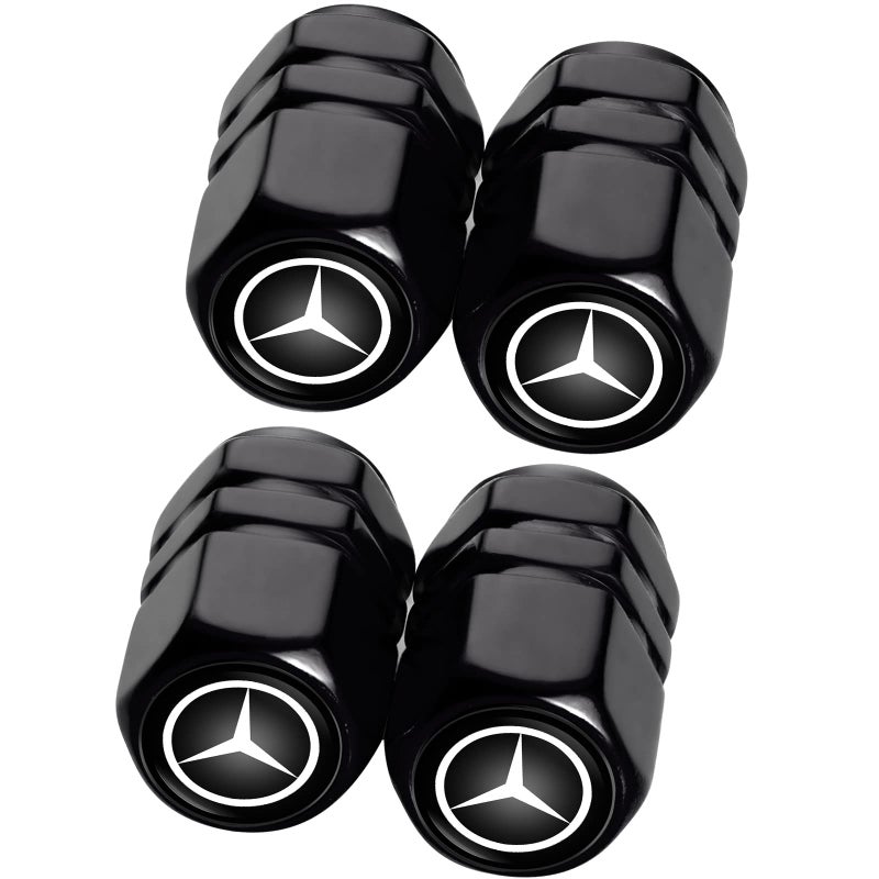 GshionLyfe Tyre Valve Caps Caps and Metal Keychain Combo Compatiable Fit Mercedes Benz CESM CLK GLK GL AB AMG Series, Stem Cover Dust Caps for Car Tyres, Car Accessories - Image 2